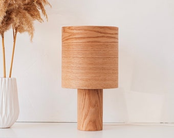Lampe de table moderne déco scandinave en chêne, lampe de chevet déco rustique, petite lampe de table déco minimaliste