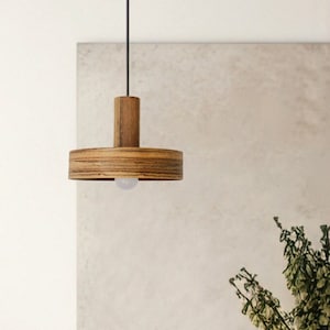 Walnut Lighting Fixture for Dining Room, Kitchen Island Pendant Light, Mid Century Hanging lamp
