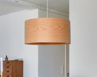 Oak Scandinavian decor wood pendant light, Cottage decor chandelier light, Wood lamp shade