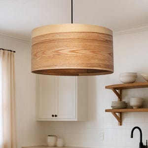 Olive wood pendant light for Scandinavian decor, Stylish ceiling lighting, Cottage decor chandelier light