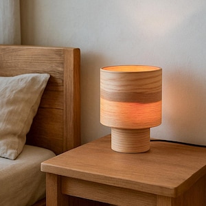 Rustic Olive Wood Table Lamp, Farmhouse Bedside Lamp Decor, Nordic Desk Lamp