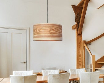 Olive wood Scandinavian decor wood pendant light, Cottage decor chandelier light