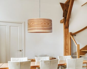 Olive wood Scandinavian decor wood pendant light, Cottage decor chandelier light