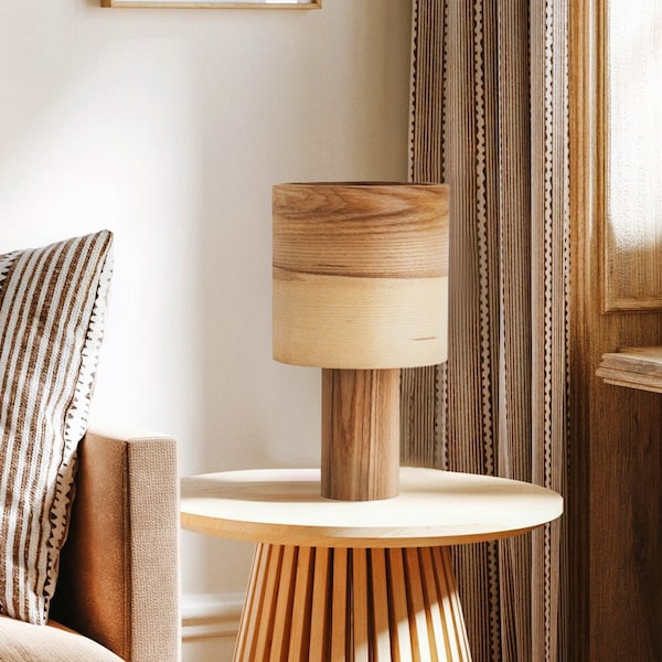 Olive Scandinavian decor modern table lamp, Rustic decor bedside lamp, Minimalist decor small table lamp