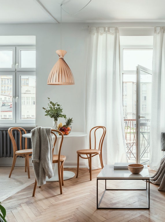 Scandinavian Decor Wood Pendant Light Cottage Decor Chandelier