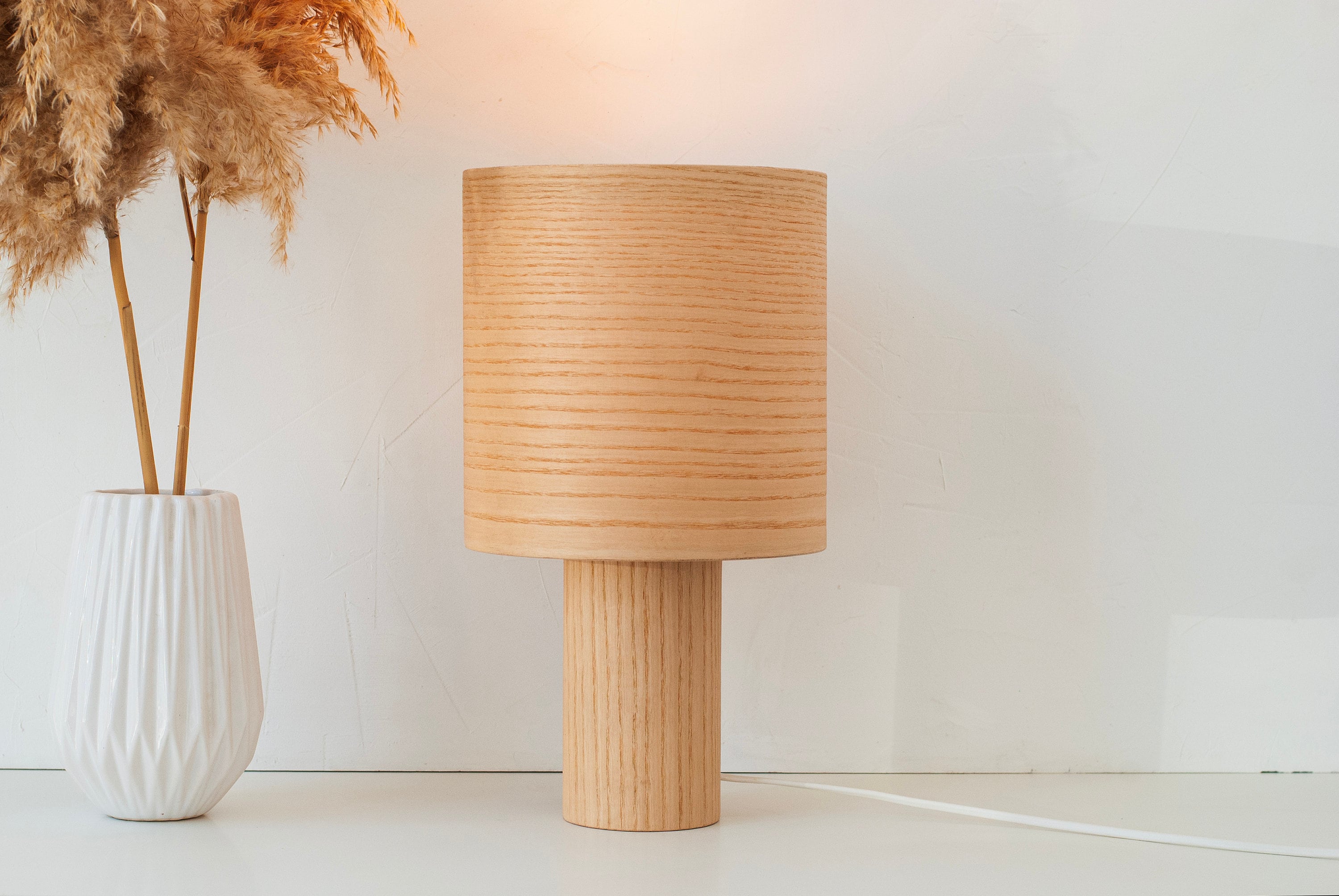 lampe de table moderne déco scandinave en frêne, lampe chevet rustique, petite minimaliste
