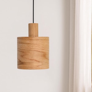 Oak wood pendant light for kitchen island, Mid Century ceiling light, Stylish Wood Kitchen Decor