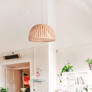Scandinavian Maple Ceiling Light, Mid Century Modern Hanging Lamp, Pendant Light For Kitchen Island