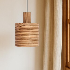 Wood pendant light for Kitchen island, Mid century ceiling light, Wood decor hanging lamp