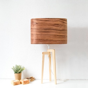 Elegant Walnut Bedside Lamp, Rustic Desk Lamp for Cottage Core Decor, Elevate Your Farmhouse Decor with a Walnut Standing Lamp