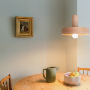 Mid century maple pendant light for dining table – Scandinavian wooden chandelier lighting