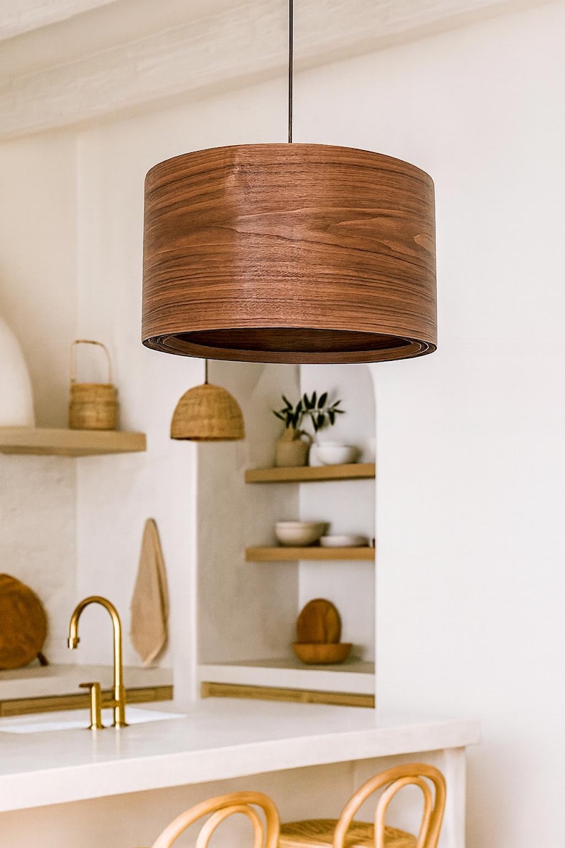Wood pendant light made of walnut wood perfect for your bedroom or living room. The right choice of modern chandelier will give your space the aura you desire
