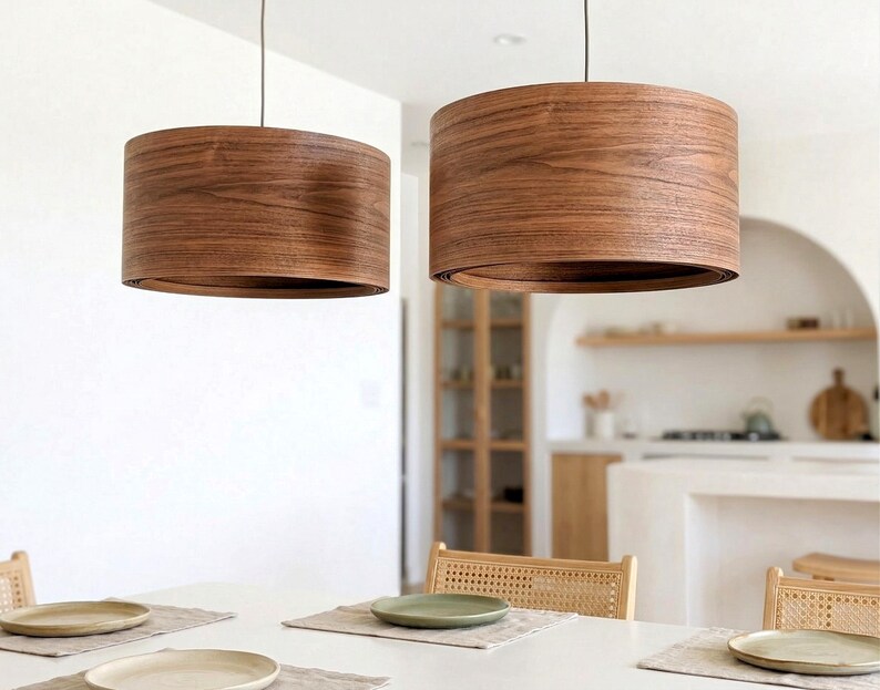 Wood pendant light made of walnut wood perfect for your dining room, kitchen island or living room. The right choice of modern chandelier will give your space the aura you desire