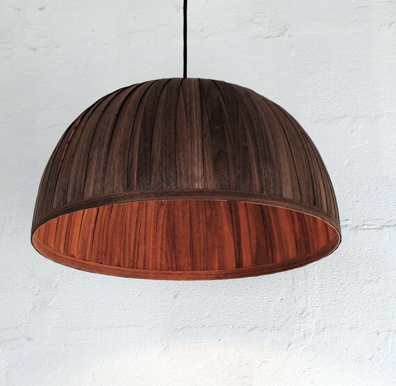 Handmade Wooden Ceiling Light Bell Ii Walnut Pendant Etsy