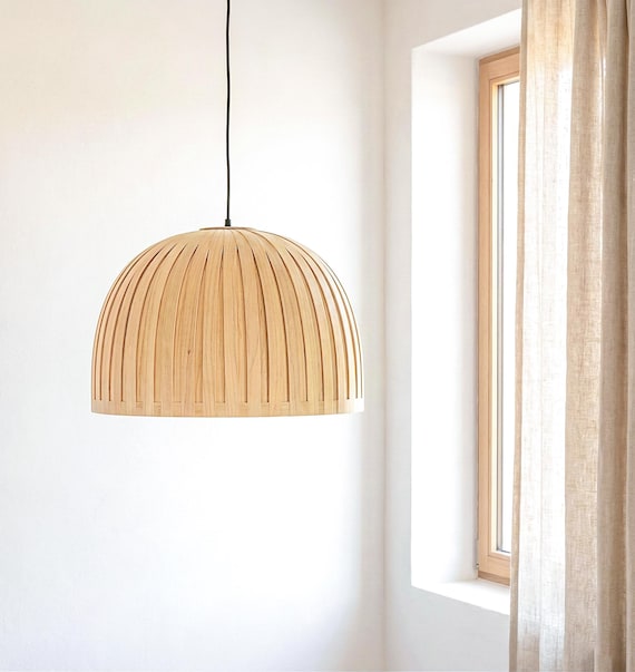Maple Wood Pendant Light, Scandinavian Kitchen Island Light, Modern Lighting Chandelier