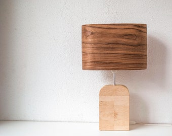 Walnut Scandinavian decor modern table lamp, Rustic decor bedside lamp, Minimalist decor small table lamp