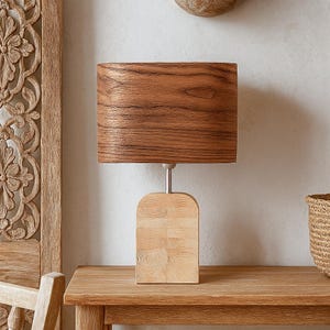 Walnut Wood Table Lamp, Chic Bedside Lamp for Rustic Decor, Desk Lamp for Minimalist Office, Scandinavian Decor Standing Lamp