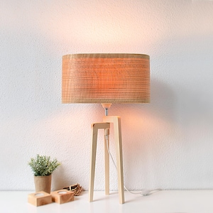 Oak Wood Table Lamp, Oak Bedside Lamp for Scandinavian Vibes, Illuminate Your Space with a Rustic Decor Desk Lamp