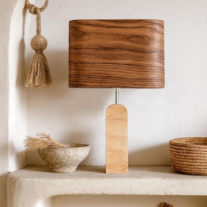 Lampada da comodino in stile scandinavo, lampada da scrivania in noce, aggiungi calore al tuo arredamento moderno con una lampada decorativa in noce