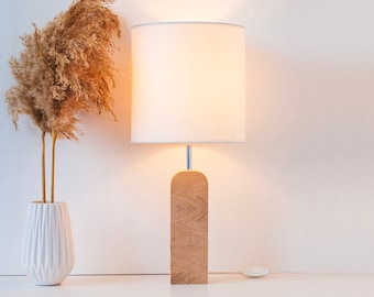 Scandinavian decor modern table lamp, Rustic decor bedside lamp, Modern farmhouse small table lamp