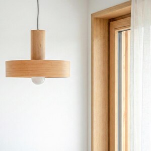 Minimal maple wood chandelier hanging lamp for kitchen island lighting