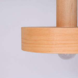 Natural maple wood veneer pendant lamp texture detail handcrafted wooden lighting