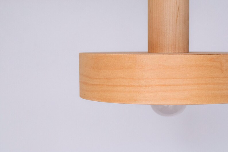 Natural maple wood veneer pendant lamp texture detail handcrafted wooden lighting