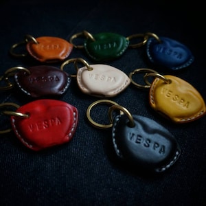 Handmade Leather Vespa Key Cover with Solid Brass Keyring