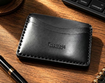 Handmade Black Horse butt Card Holder: Minimalist