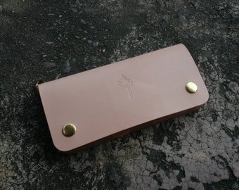 Cartera de camionero, Cartera de motociclista, Cartera larga de cuero hecha a mano, Cartera de hombre, Cuero curtido vegetal, Regalo personalizado