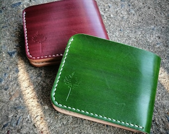 Bifold Wallet, Handmade, Veg-Tan Leather, Personalized Gift