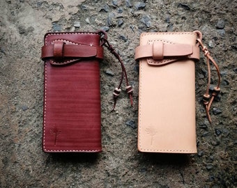 Handmade Vegetable Tanned Leather Biker Wallet: Long Chain Wallet