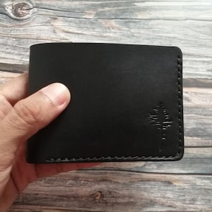 Black Simple wallet, Silm wallets, Men's wallet, Handmade bifold leather wallet black color, quality veg-tan leather, peraonalized gift