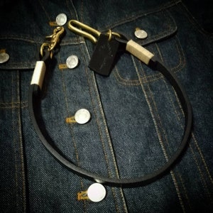 Leather wallet chain Black color, lanyard wallet chain, leather chain, leather cord, veg tan leather