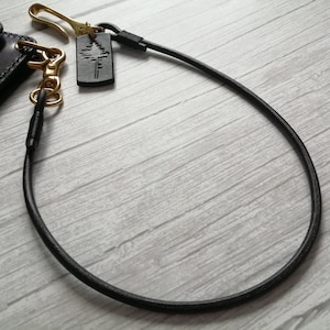 Cadena de cuerda de cuero negro, cadena de billetera con cordón de color negro, cordón de cuero, cadena de cuero de color negro
