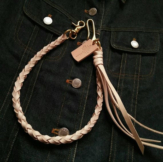 Handmade Braided Leather Wallet Chain - Natural Veg-tan - Etsy