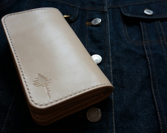 Handmade Veg-Tan Leather Bifold Wallet: Full Grain Leather