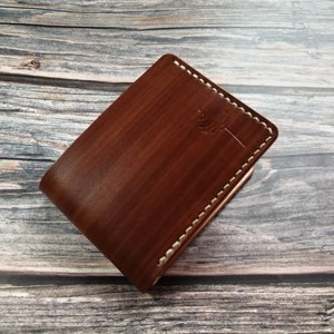 Cartera simple, Carteras Silm, Color pincel marrón, Cartera de hombre, Cartera de cuero bifold hecha a mano, cuero veg-tan, regalo peraonalizado