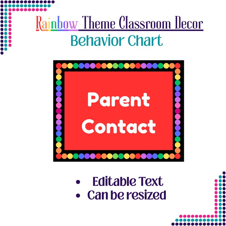 Rainbow Behavior Chart | Editable Classroom Management (digital ...