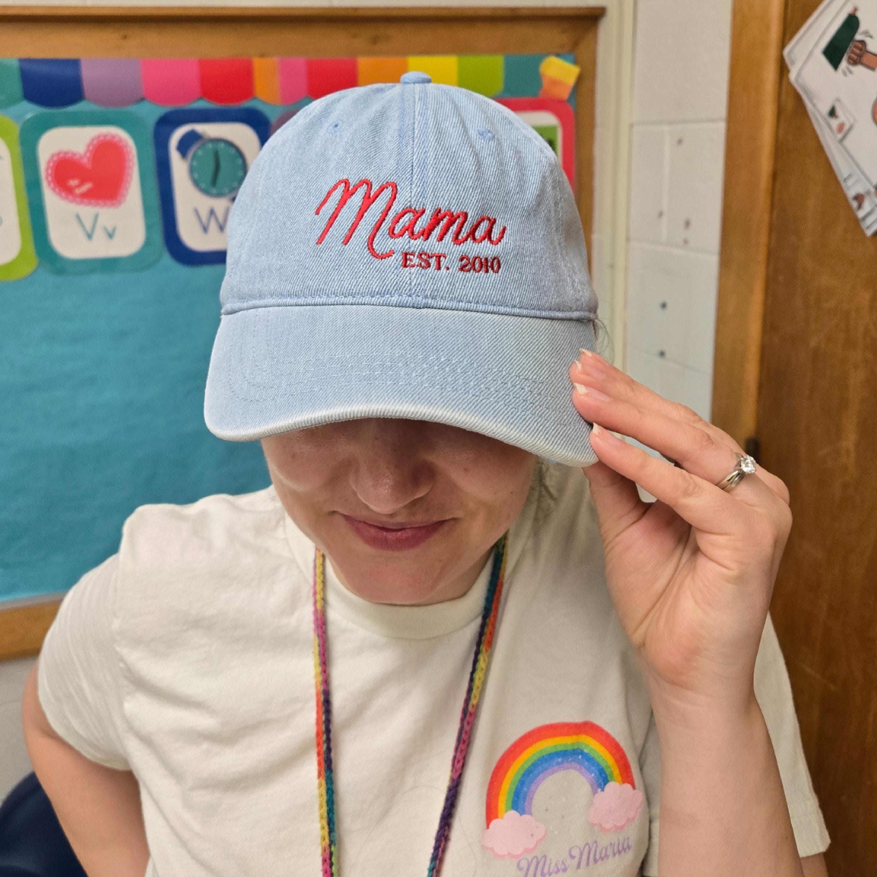 Embroidered Denim Mom Hat: Personalized Mama Gift - Etsy