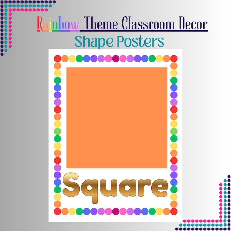 Rainbow Shape Posters for Classroom Decor - Preschool Kindergarten ...