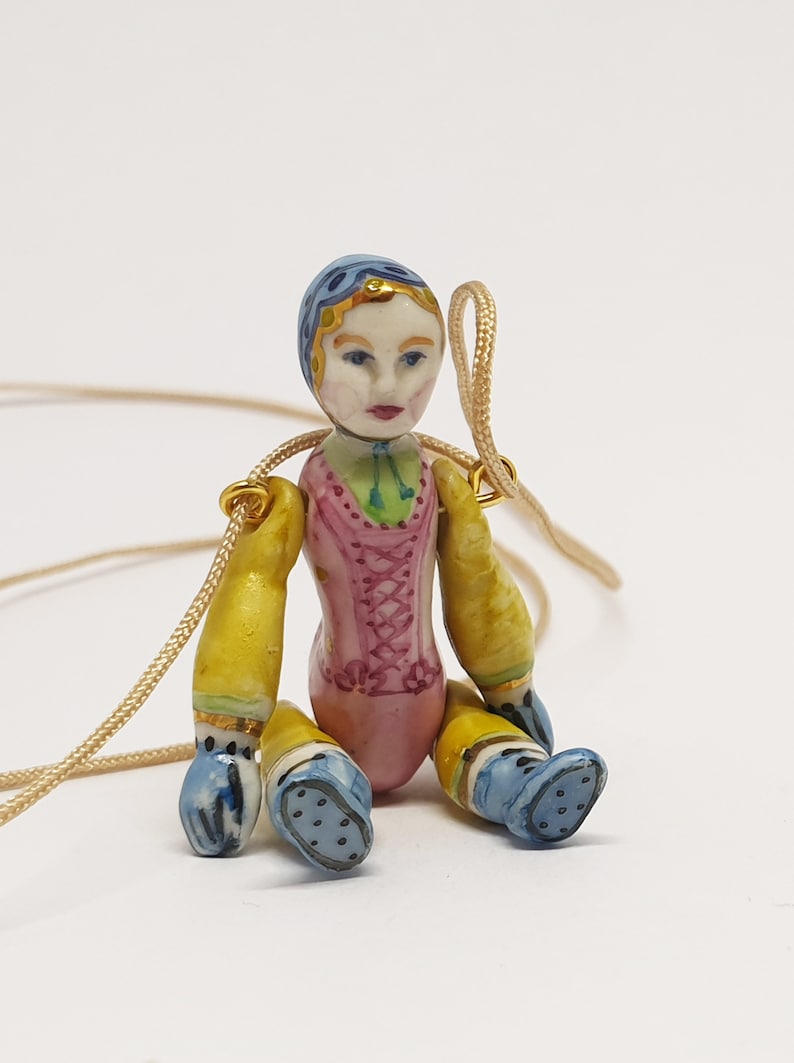 Porcelain Pendant Doll / Necklace doll / Chain doll/ Porcelain Artistic doll/ Unique Fine Pottery Art Jewelery Gold /Platinum , image 1