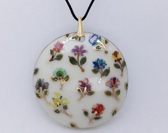 Porzellan Halskette wilde Blumen - feine Kette Keramik Schmuck Kunst