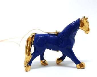 Porcelain pendant - Royal Blue Horse / pendant / necklace / jewelry / porcelain jewelry / horse / horse jewelry / porcelain horses /necklace