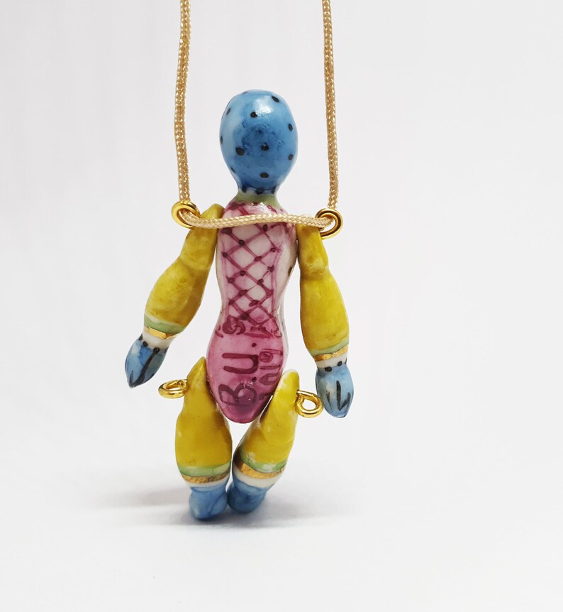 Porcelain Pendant Doll / Necklace doll / Chain doll/ Porcelain Artistic doll/ Unique Fine Pottery Art Jewelery Gold /Platinum , image 3