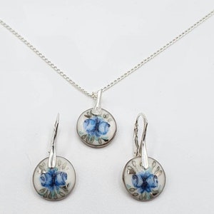 porcelain set / porcelain jewelry / porcelain / jewelry / pendant / earrings / delft blue