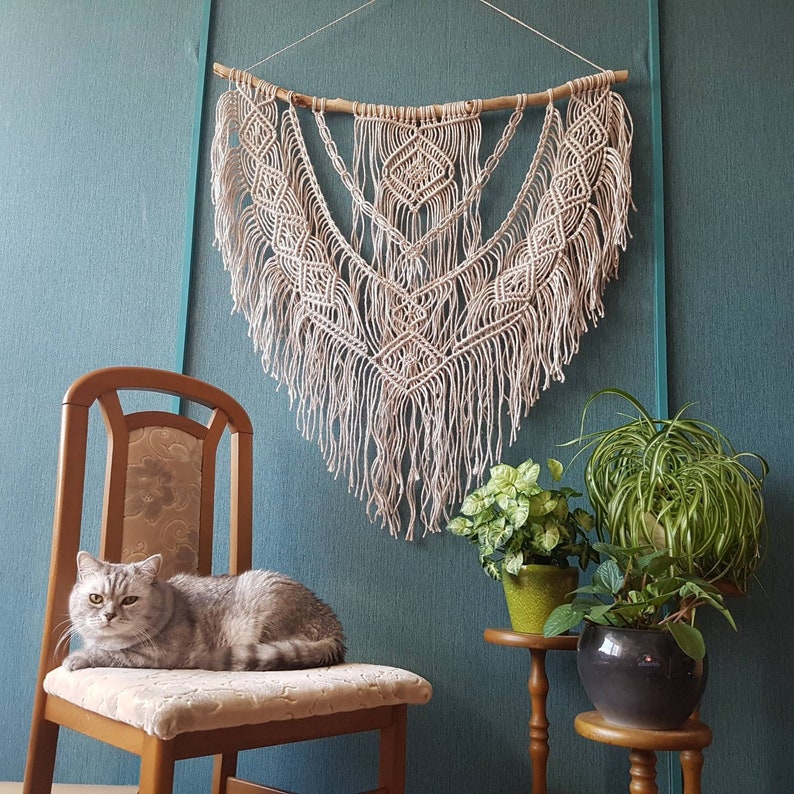 Large Driftwood Macrame Wall Hanging Jute Macrame Bohemian Etsy UK