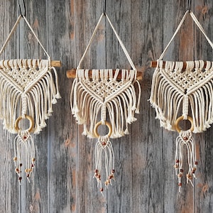 Kleine Makramee-Wandbehang Boho Kinderzimmer Wanddekoration Boho Raumdekor Geschenk für Freundin Makrame Wand Gobelin böhmisches Deko Bild 9