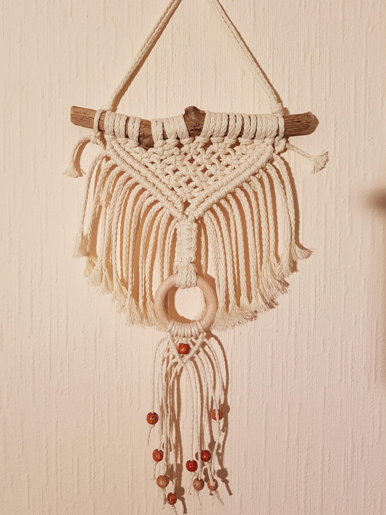 Kleine Makramee-Wandbehang Boho Kinderzimmer Wanddekoration Boho Raumdekor Geschenk für Freundin Makrame Wand Gobelin böhmisches Deko Bild 8