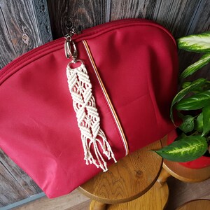 Makramee Schlüsselanhänger Boho, Anhänger mit Quaste, Taschenanhänger Boho, Autozubehör, Mini-Makramee, Boho Autoanhänger, Damen-Accessoires A